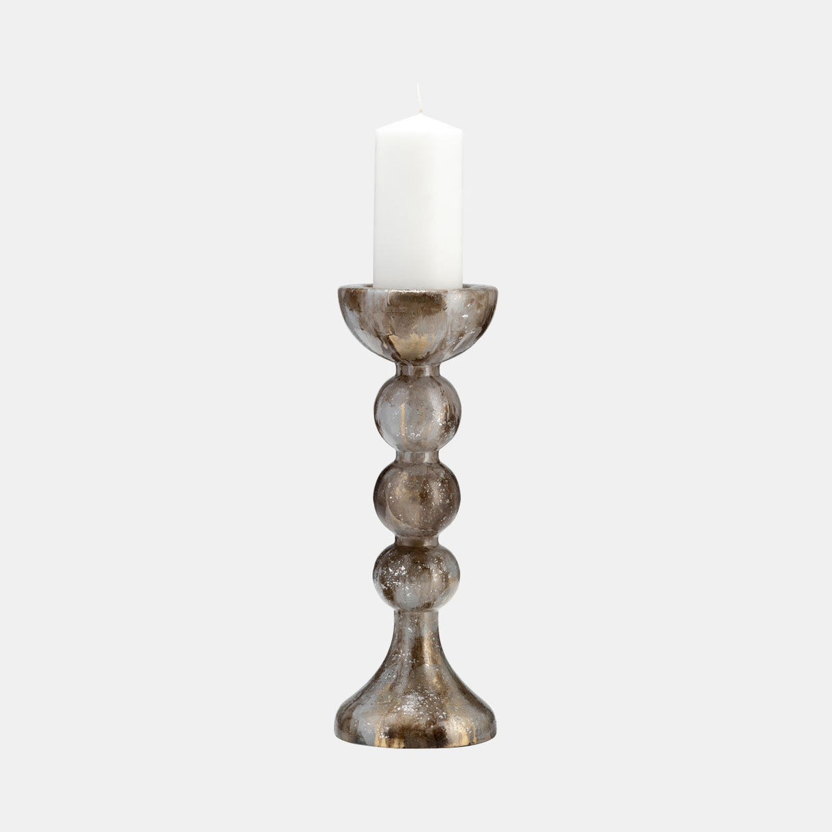 Glass, 15"h, Bubbly Candle Holder, Brown - 17453-05