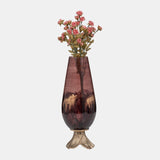 Glass, 15" Vase W/ Leaf Base, Bronze from Sagebrook Home - Luna Furniture