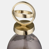 Glass,16",bottle W/sphere Lid,white/gold from Sagebrook Home - Luna Furniture