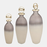 Glass,16",bottle W/sphere Lid,white/gold from Sagebrook Home - Luna Furniture