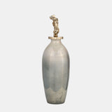 Glass, 16"h Metal Vase Tribal Topper, Gold from Sagebrook Home - Luna Furniture