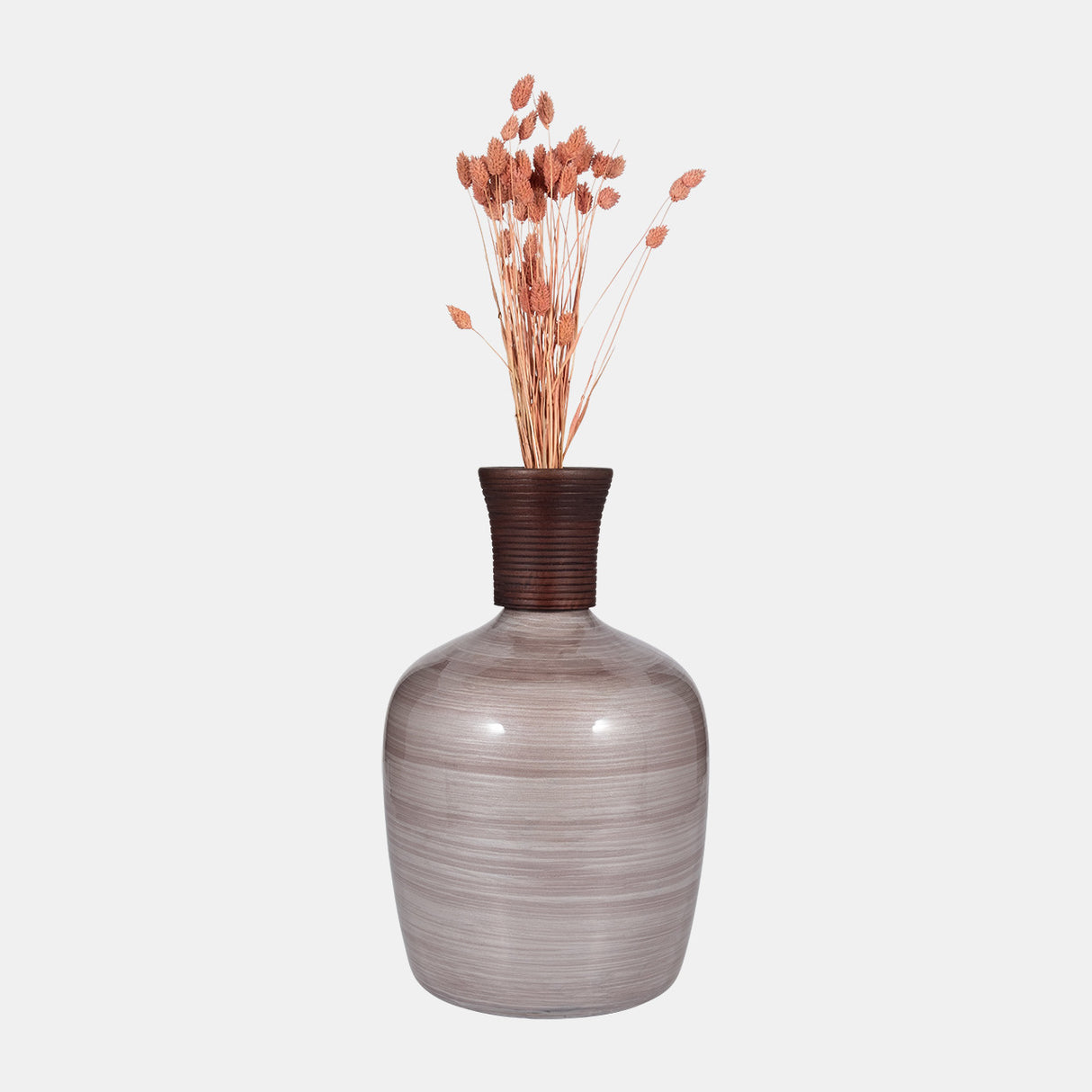 Glass, 16" Wooden Top Vase, Blush from Sagebrook Home - Luna Furniture