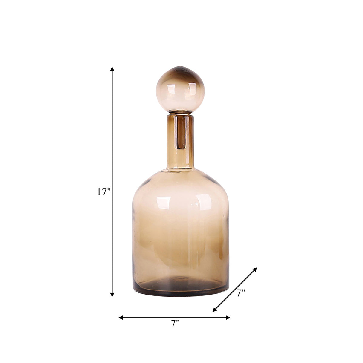 Glass, 17" Bottle W/ Stopper Taupe from Sagebrook Home - Luna Furniture