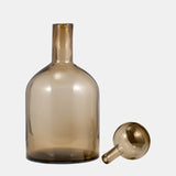 Glass, 17" Bottle W/ Stopper Taupe from Sagebrook Home - Luna Furniture