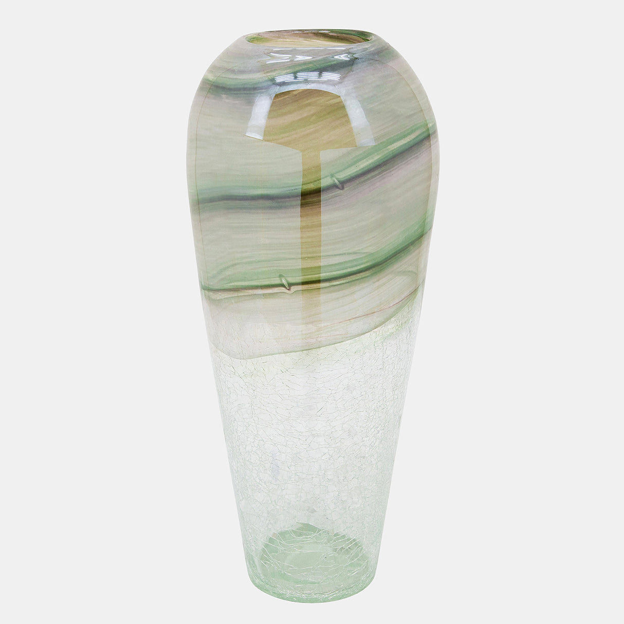 Glass, 17"h Crackled Vase, Clear from Sagebrook Home - Luna Furniture