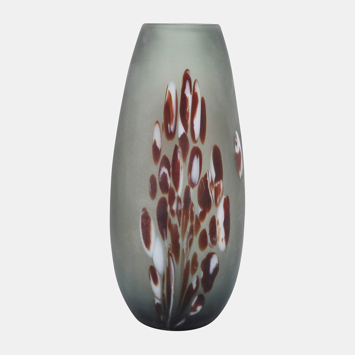 Glass, 17''h, Frosted Vase With Red Detail-gray from Sagebrook Home - Luna Furniture