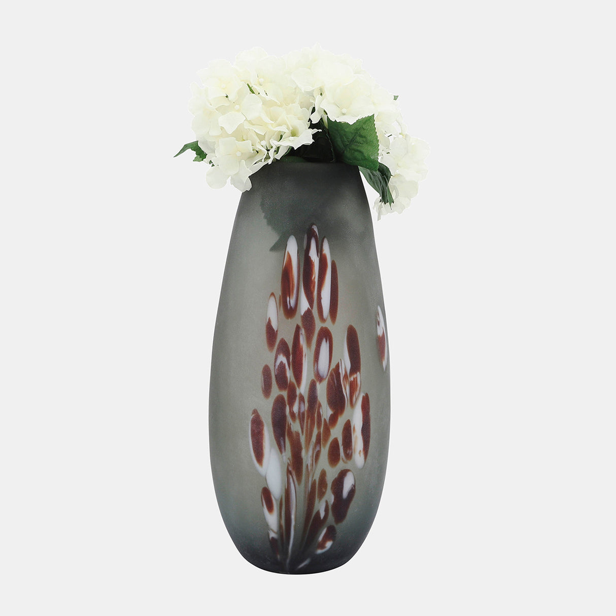 Glass, 17''h, Frosted Vase With Red Detail-gray from Sagebrook Home - Luna Furniture