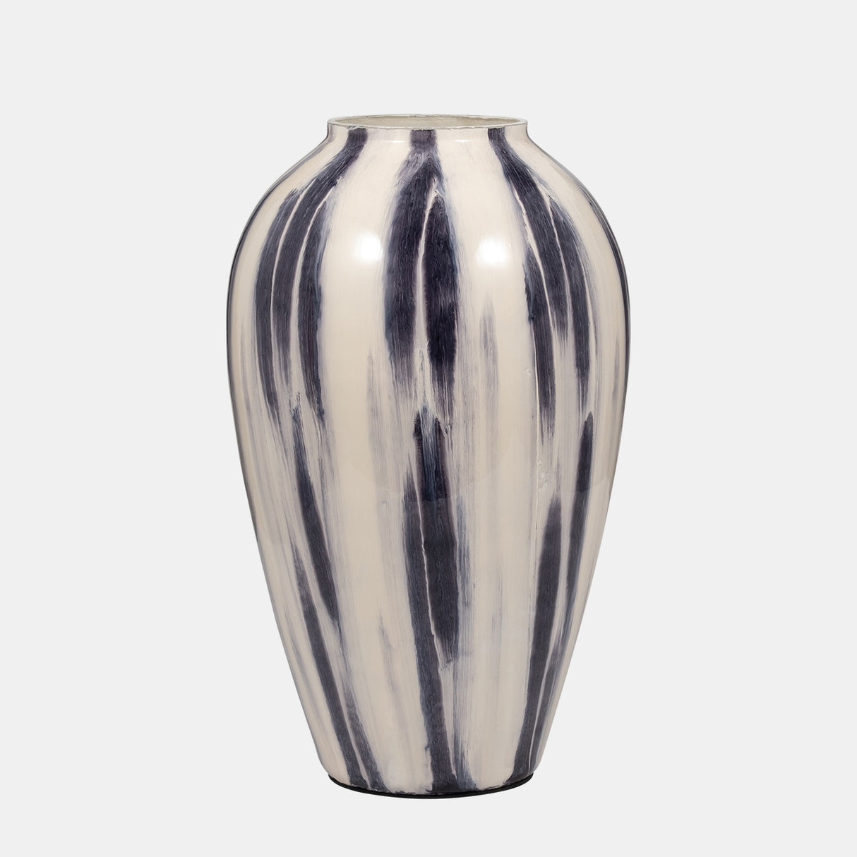 Glass, 17" Striped Vase, Black/white from Sagebrook Home - Luna Furniture