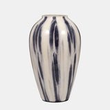 Glass, 17" Striped Vase, Black/white from Sagebrook Home - Luna Furniture