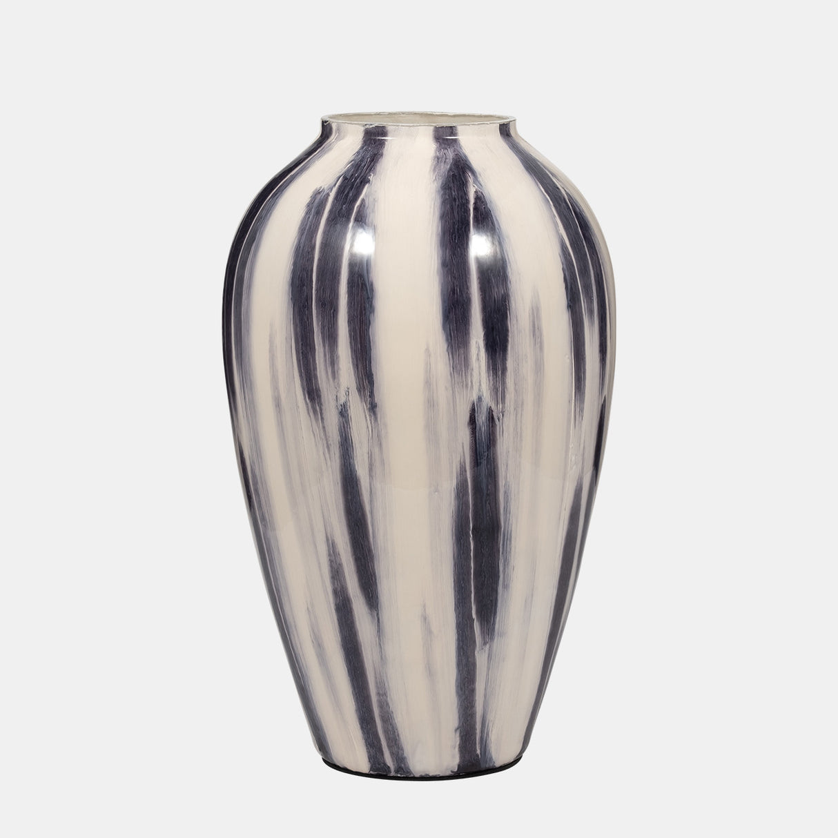 Glass, 17" Striped Vase, Black/white from Sagebrook Home - Luna Furniture