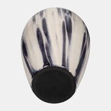 Glass, 17" Striped Vase, Black/white from Sagebrook Home - Luna Furniture