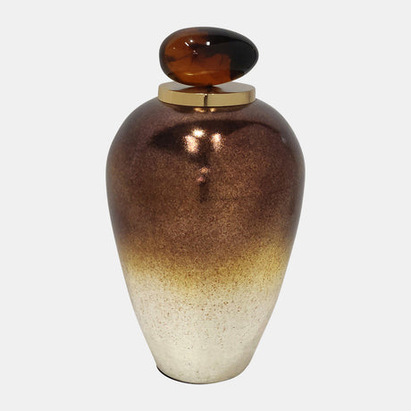 Glass, 17" Temple Vase W/ Resin Topper, Copper from Sagebrook Home - Luna Furniture