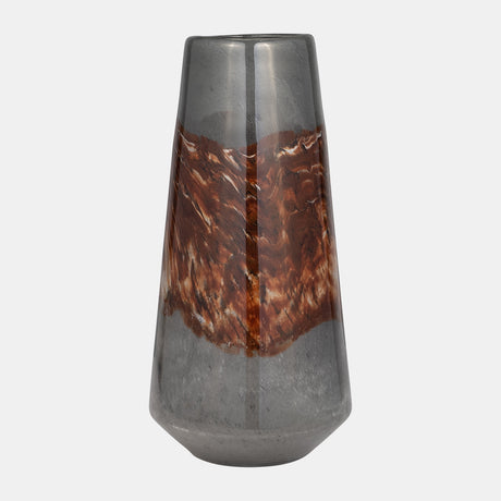 Glass, 17" Vase Grey/brown from Sagebrook Home - Luna Furniture