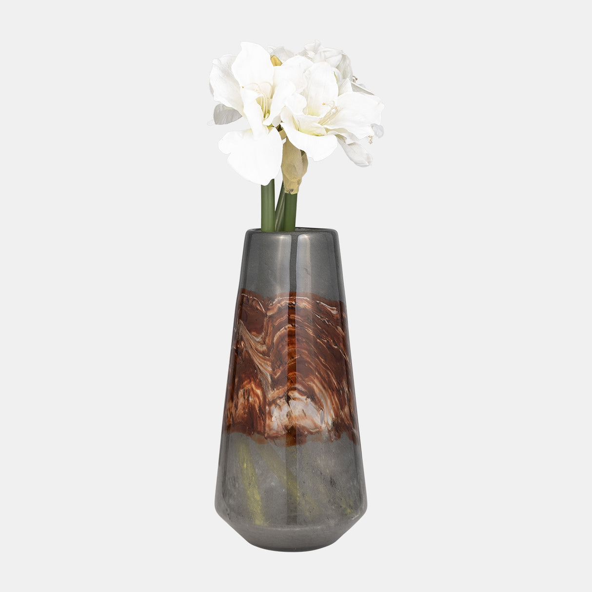 Glass, 17" Vase Grey/brown from Sagebrook Home - Luna Furniture