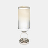 Glass, 17" Vase W/ Metal Base Stone Accent, Pearl from Sagebrook Home - Luna Furniture