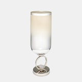 Glass, 17" Vase W/ Metal Base Stone Accent, Pearl from Sagebrook Home - Luna Furniture