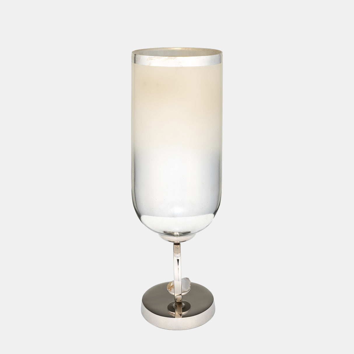 Glass, 17" Vase W/ Metal Base Stone Accent, Pearl from Sagebrook Home - Luna Furniture