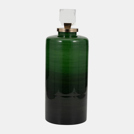 Glass, 18" Emerald City Vase W Lid, Green from Sagebrook Home - Luna Furniture