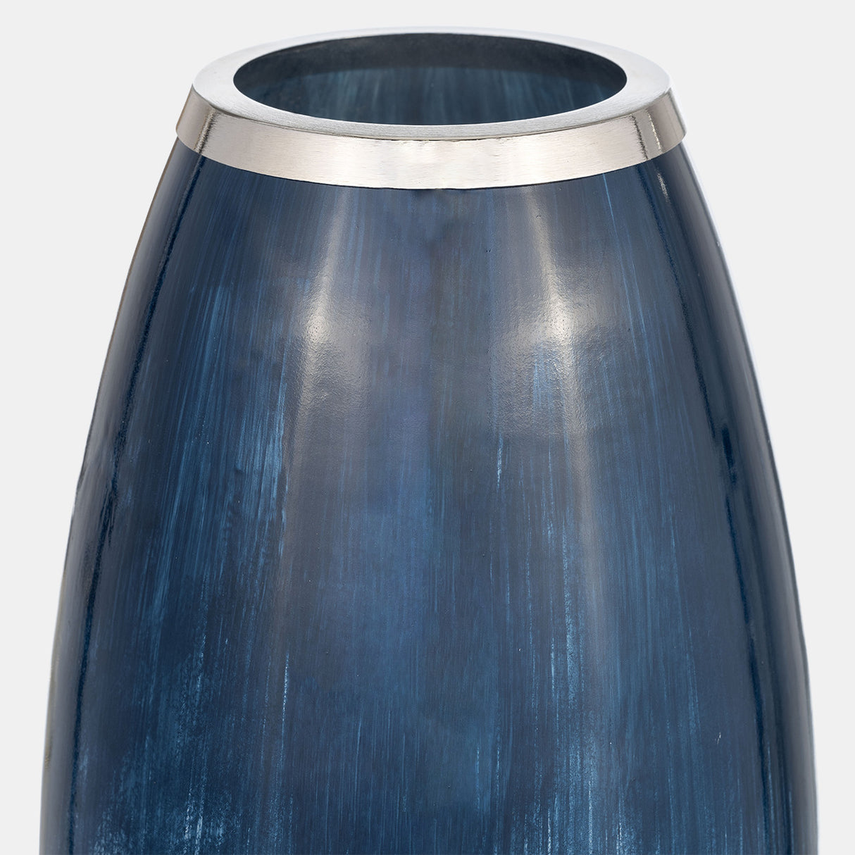 Glass,18"h Vase W/metal Rim, Blue/wht Ombre from Sagebrook Home - Luna Furniture