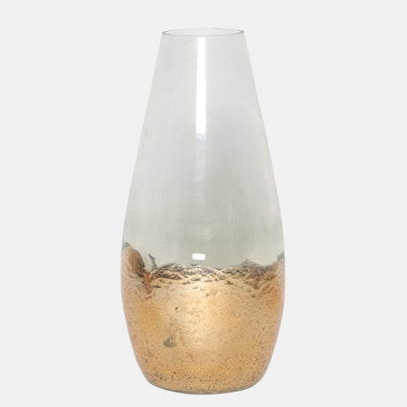 Glass, 19" Gold Dipped Vase, Clear from Sagebrook Home - Luna Furniture