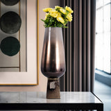 Glass, 19"h Vase W/ Metal Base, Champagne from Sagebrook Home - Luna Furniture