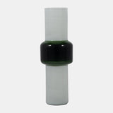 Glass, 19" Modern Cylinder Vase, White/green from Sagebrook Home - Luna Furniture