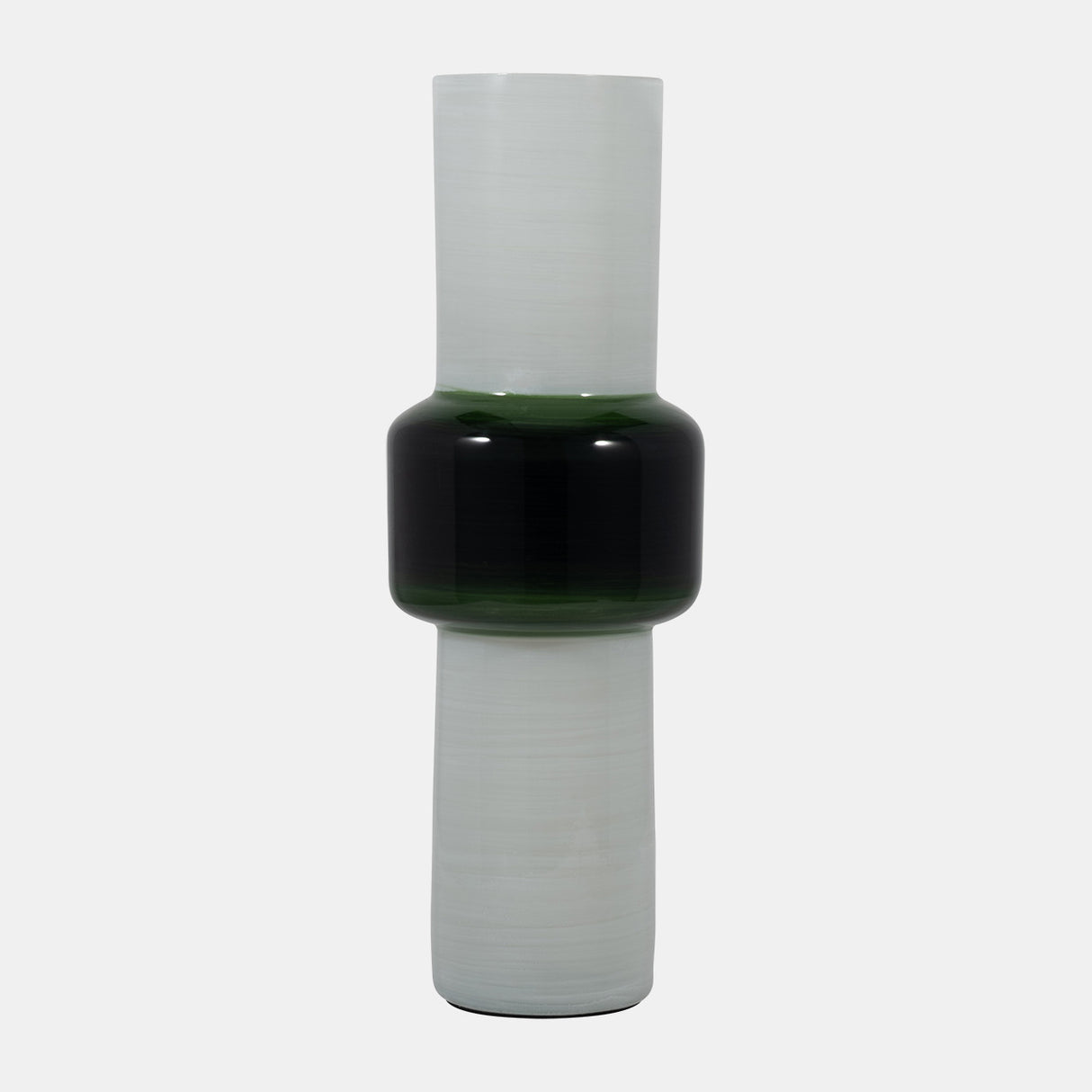 Glass, 19" Modern Cylinder Vase, White/green from Sagebrook Home - Luna Furniture