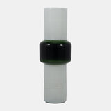 Glass, 19" Modern Cylinder Vase, White/green from Sagebrook Home - Luna Furniture