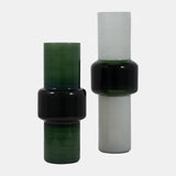 Glass, 19" Modern Cylinder Vase, White/green from Sagebrook Home - Luna Furniture