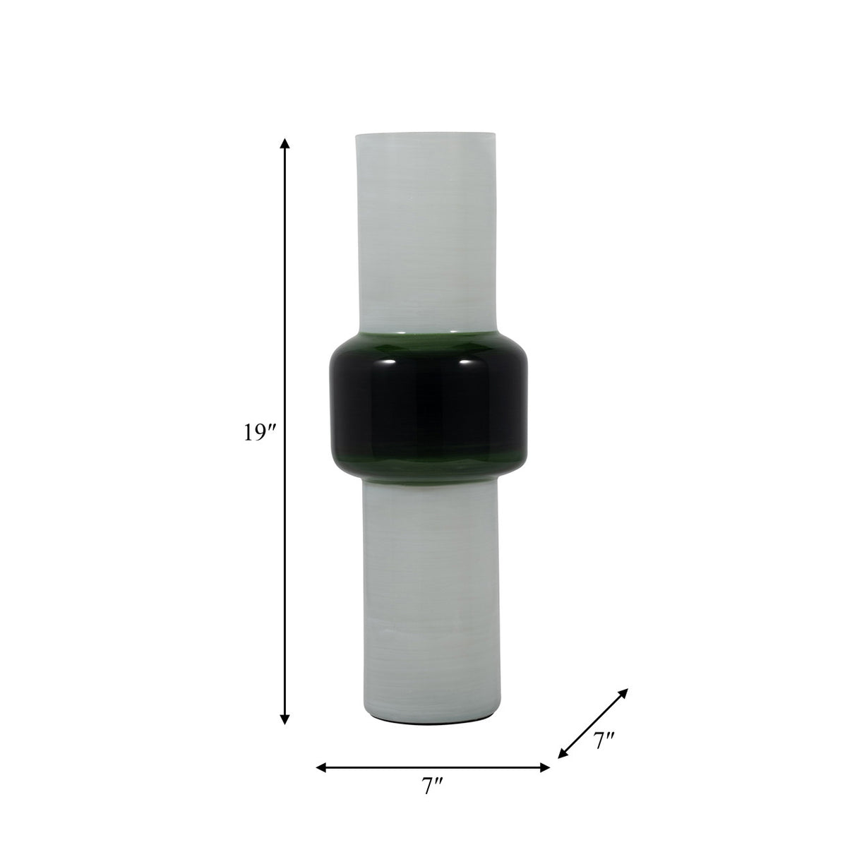 Glass, 19" Modern Cylinder Vase, White/green from Sagebrook Home - Luna Furniture