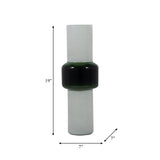 Glass, 19" Modern Cylinder Vase, White/green from Sagebrook Home - Luna Furniture