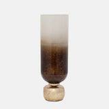 Glass, 19" Ombre Candleholder On Base, Ivory/gold from Sagebrook Home - Luna Furniture