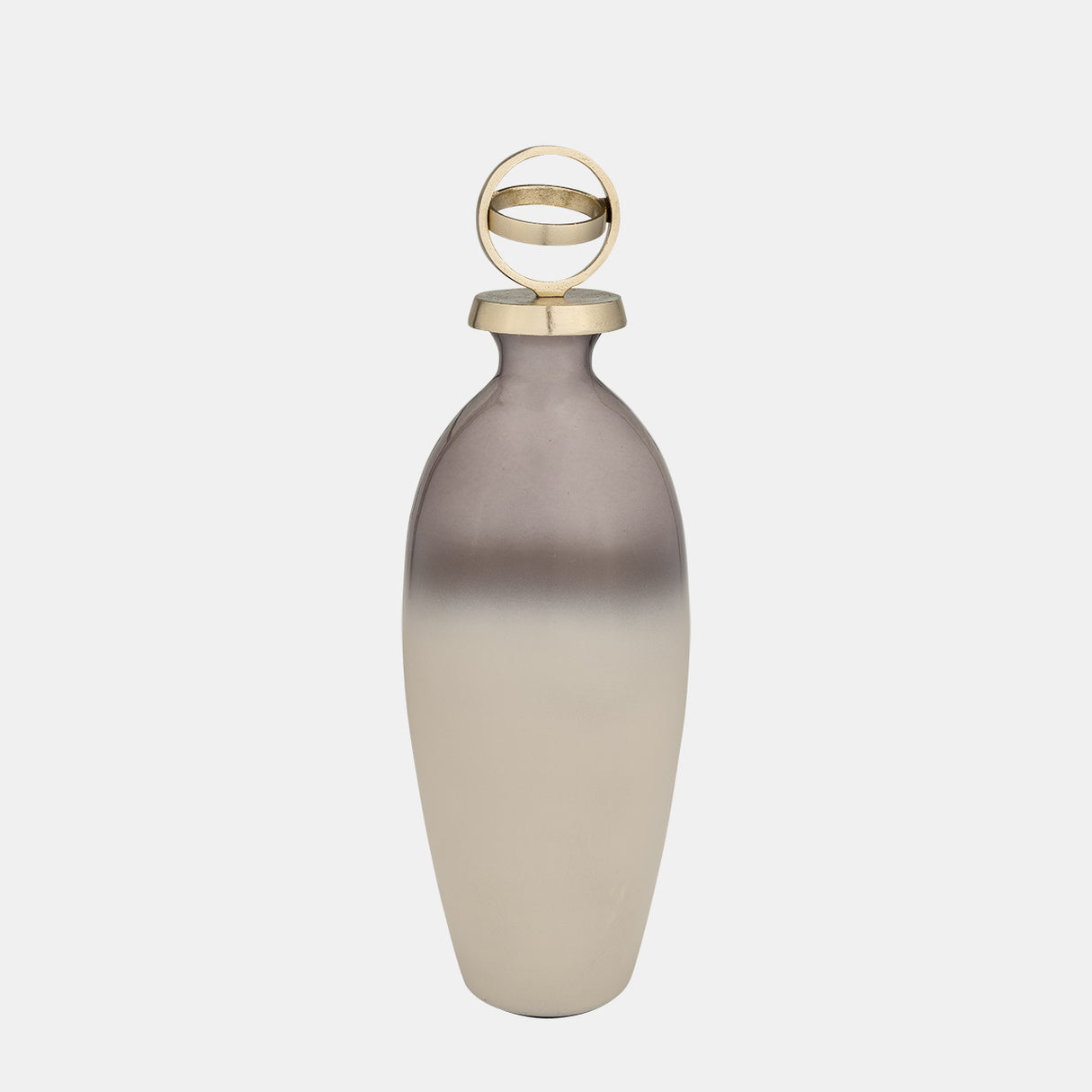 Glass,20",bottle W/sphere Lid,white/gold from Sagebrook Home - Luna Furniture