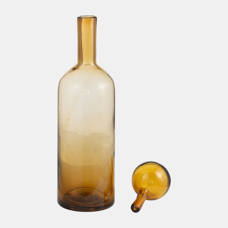 Glass, 20" Bottle W/ Stopper Amber from Sagebrook Home - Luna Furniture