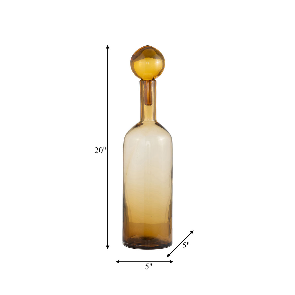 Glass, 20" Bottle W/ Stopper Amber from Sagebrook Home - Luna Furniture