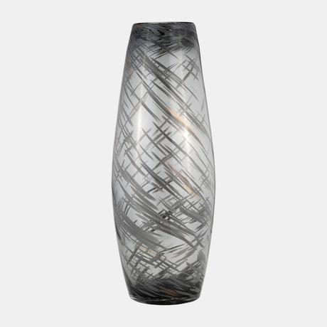 Glass, 20"h Swirl Vase, Black - 17980-03