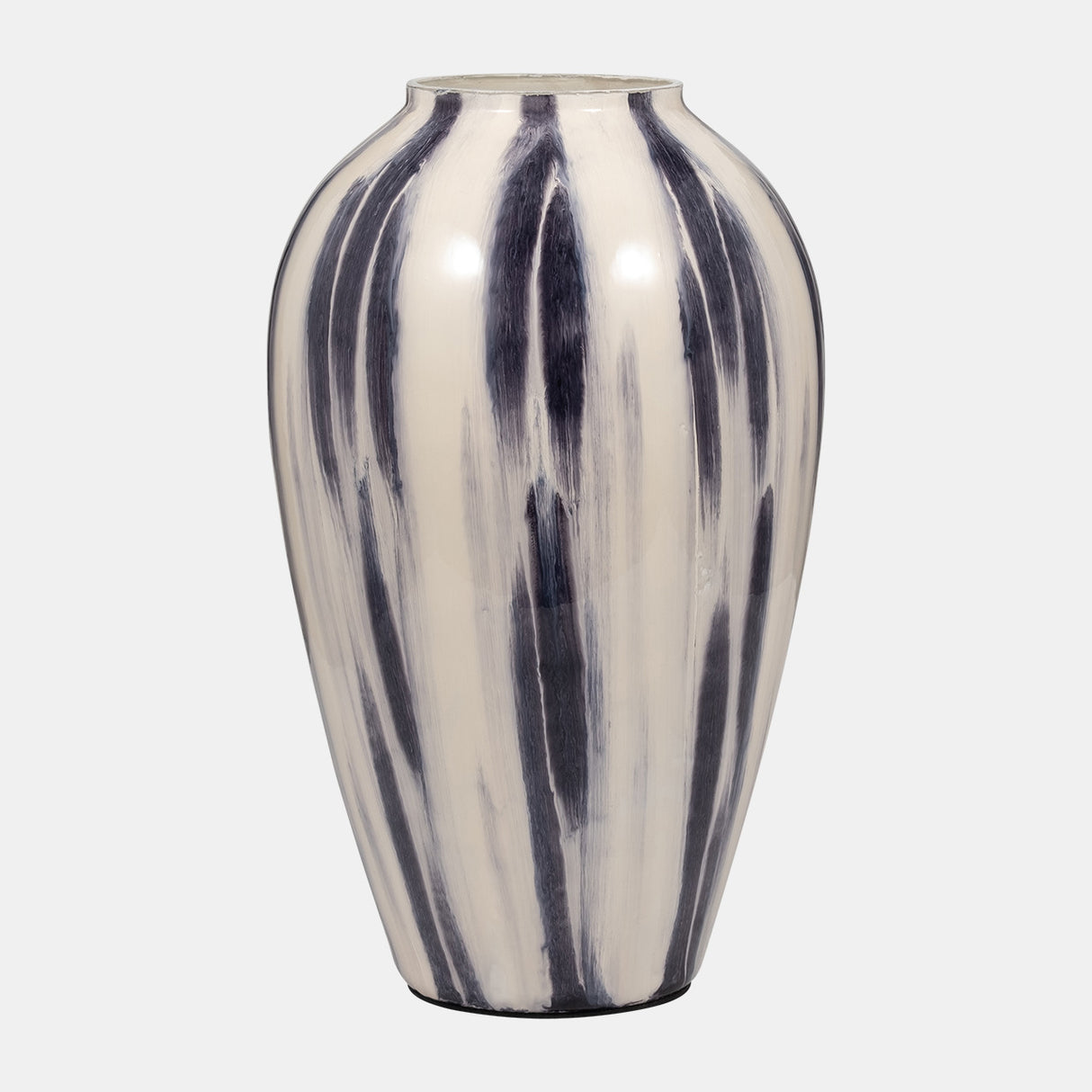 Glass, 20" Striped Vase, Black/white from Sagebrook Home - Luna Furniture