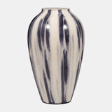 Glass, 20" Striped Vase, Black/white from Sagebrook Home - Luna Furniture