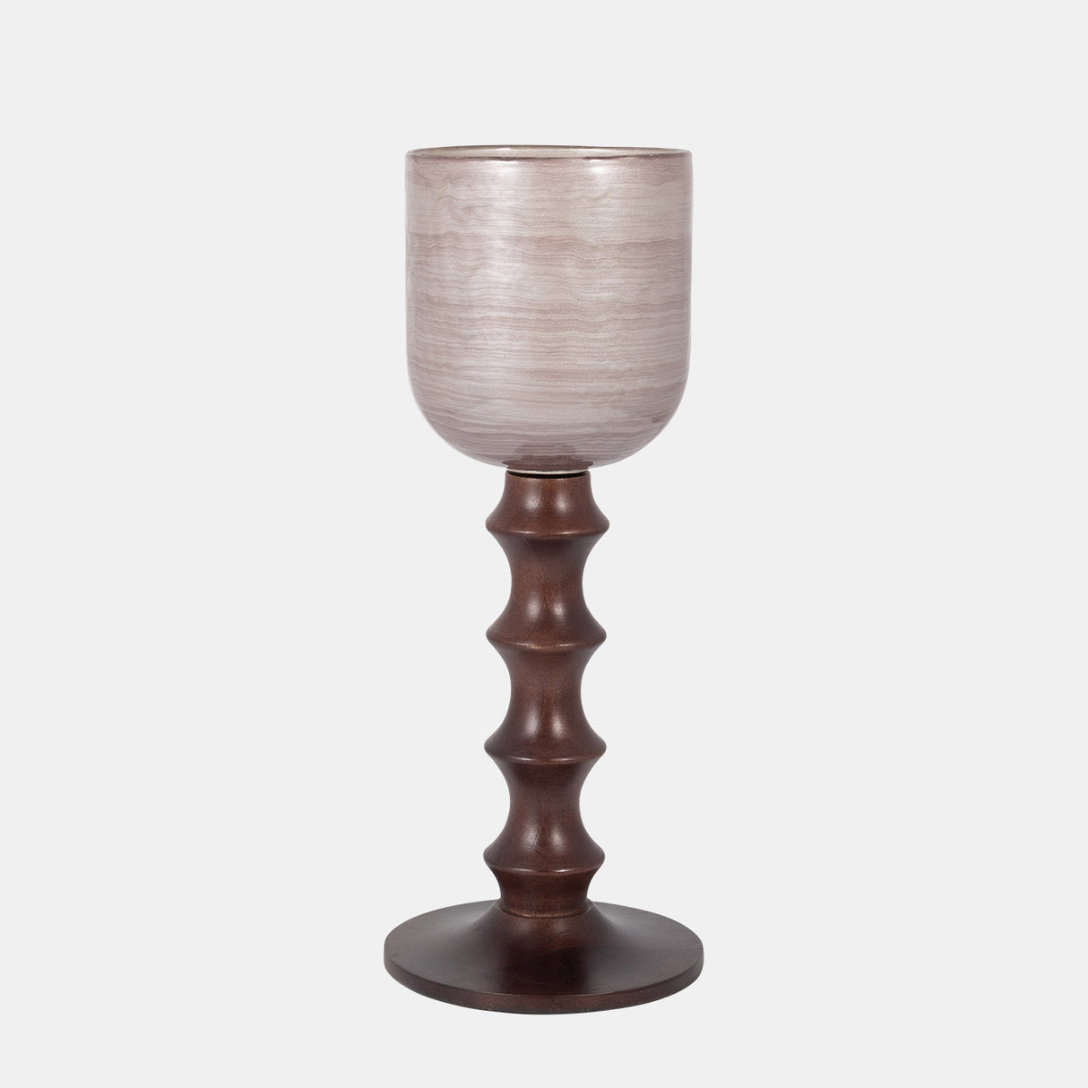 Glass, 20" Wooden Base Hurrican, Blush from Sagebrook Home - Luna Furniture