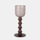 Glass, 20" Wooden Base Hurrican, Blush from Sagebrook Home - Luna Furniture