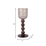 Glass, 20" Wooden Base Hurrican, Blush from Sagebrook Home - Luna Furniture