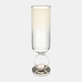 Glass, 21" Vase W/ Metal Base Stone Accent, Pearl from Sagebrook Home - Luna Furniture