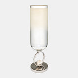 Glass, 21" Vase W/ Metal Base Stone Accent, Pearl from Sagebrook Home - Luna Furniture