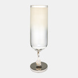 Glass, 21" Vase W/ Metal Base Stone Accent, Pearl from Sagebrook Home - Luna Furniture