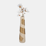 Glass, 22" Aluminum Wrapped Vase, White/gold from Sagebrook Home - Luna Furniture