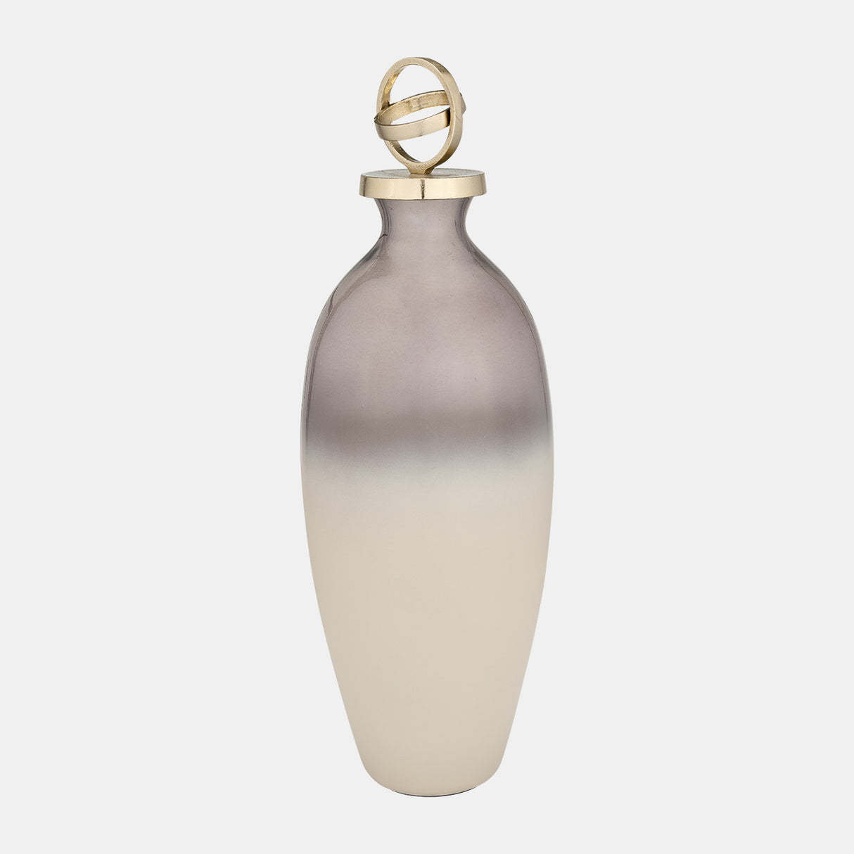 Glass,22",bottle W/sphere Lid,white/gold from Sagebrook Home - Luna Furniture