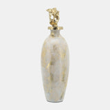 Glass, 23"h Metal Vase Tribal Topper, White/gold from Sagebrook Home - Luna Furniture