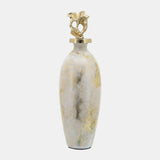 Glass, 23"h Metal Vase Tribal Topper, White/gold from Sagebrook Home - Luna Furniture