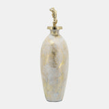 Glass, 23"h Metal Vase Tribal Topper, White/gold from Sagebrook Home - Luna Furniture