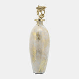 Glass, 23"h Metal Vase Tribal Topper, White/gold from Sagebrook Home - Luna Furniture